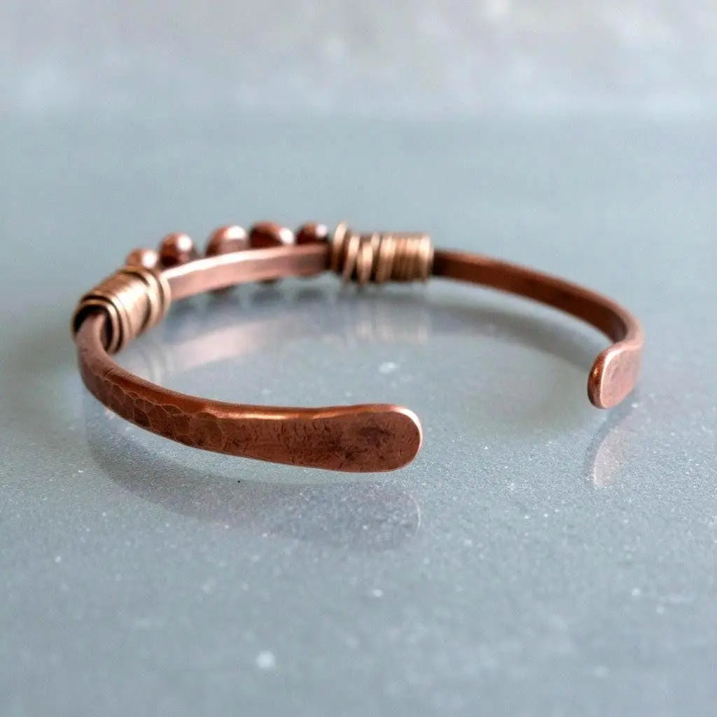 Raw Turquoise Copper Cuff Bracelet: Sonoran Stone, Electroformed Bohemian Bangle - BlackbirdSageStudio