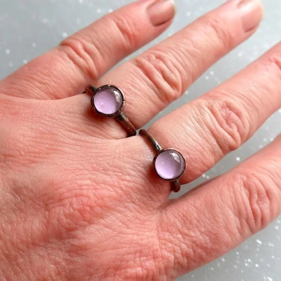 Amethyst Ring Lavender, Electroformed Copper, Bohemian Jewelry, February Birthstone, Statement Ring - BlackbirdSageStudio