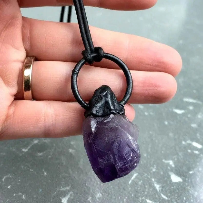 Amethyst Necklace | Electroformed Copper Jewelry - BlackbirdSageStudio