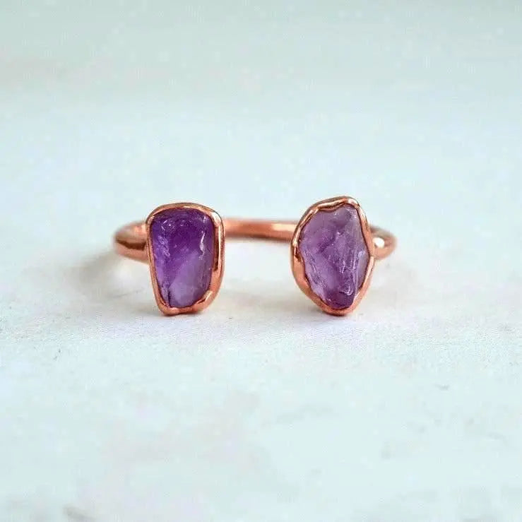 Amethyst Open Ring | Electroformed Copper Jewelry