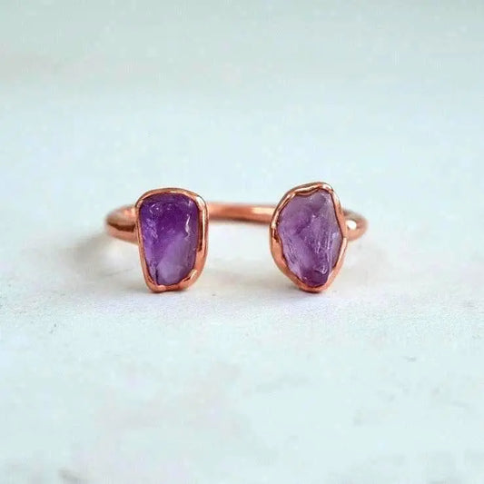 Amethyst Open Ring | Electroformed Copper Jewelry