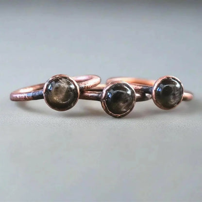 Electroformed Copper Black Moonstone Ring: Handmade Boho Jewelry - BlackbirdSageStudio