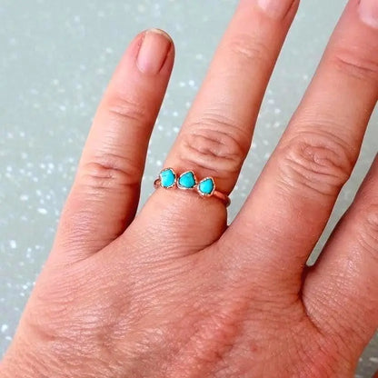 Raw Sonoran Turquoise Ring: Electroformed Copper, Boho Style - BlackbirdSageStudio