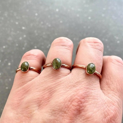 Handmade Unakite Copper Ring: Electroformed Bohemian Jewelry, Crystal Jewelry Gift, Holiday Present For Her - BlackbirdSageStudio