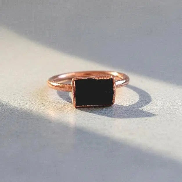 Copper Raw Black Tourmaline Ring - A Shield of Grounding | By Blackbird & Sage