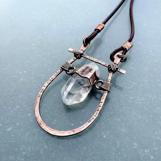 Raw Quartz Necklace — Handcrafted Copper Talisman For Clarity Of Mind