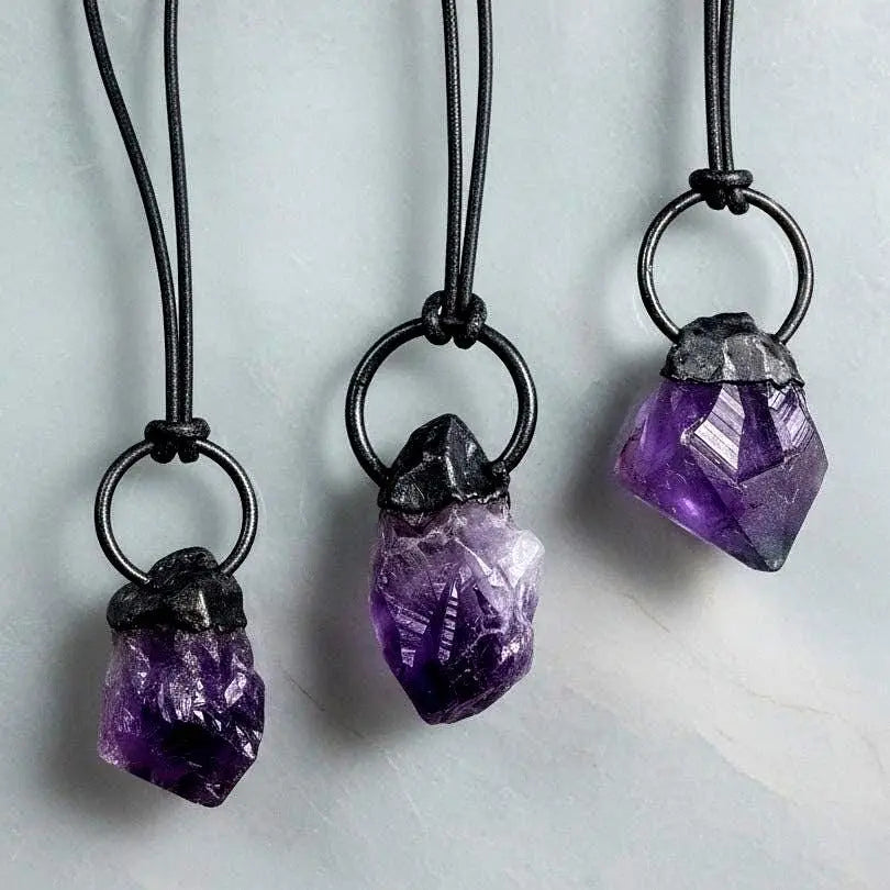 Amethyst Necklace | Electroformed Copper Jewelry - BlackbirdSageStudio