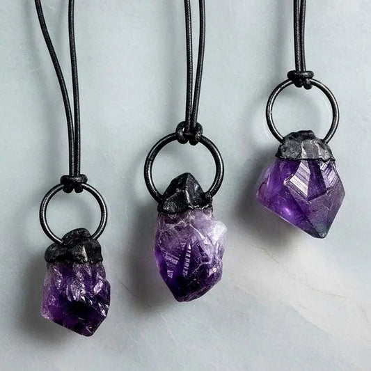 Amethyst Necklace | Electroformed Copper Jewelry - BlackbirdSageStudio