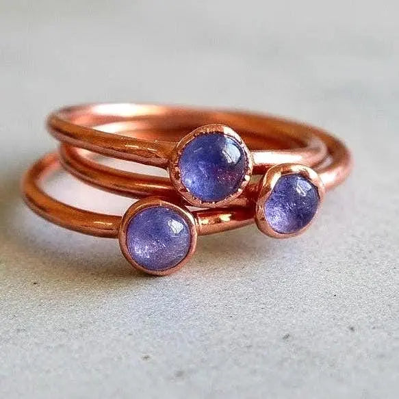 Electroformed Copper Tanzanite Ring: December Birthstone Jewelry, Crystal Jewelry Gift, Holiday Present For Her - BlackbirdSageStudio