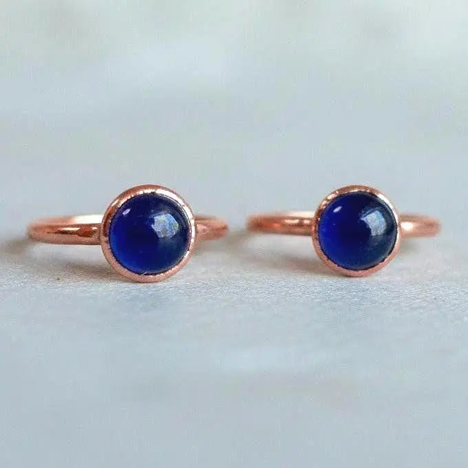 Electroformed Copper Iolite Ring: Bohemian Crystal Jewelry - BlackbirdSageStudio