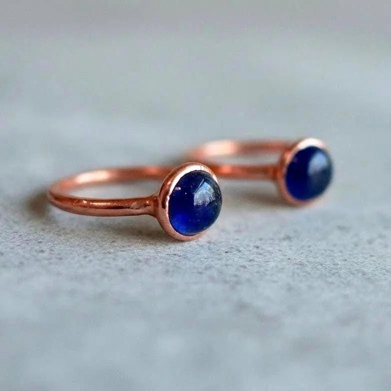 Electroformed Copper Iolite Ring: Bohemian Crystal Jewelry - BlackbirdSageStudio
