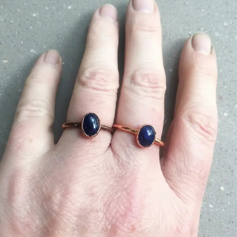 Lapis Lazuli Ring Handcrafted Copper Talisman For Clarity