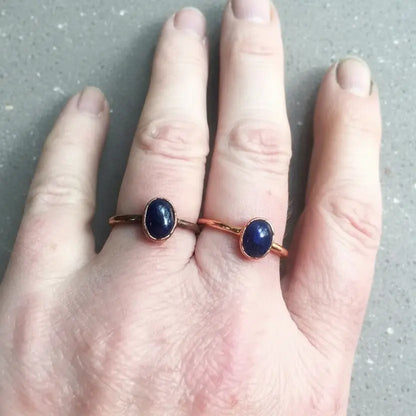 Lapis Lazuli Ring Handcrafted Copper Talisman For Clarity