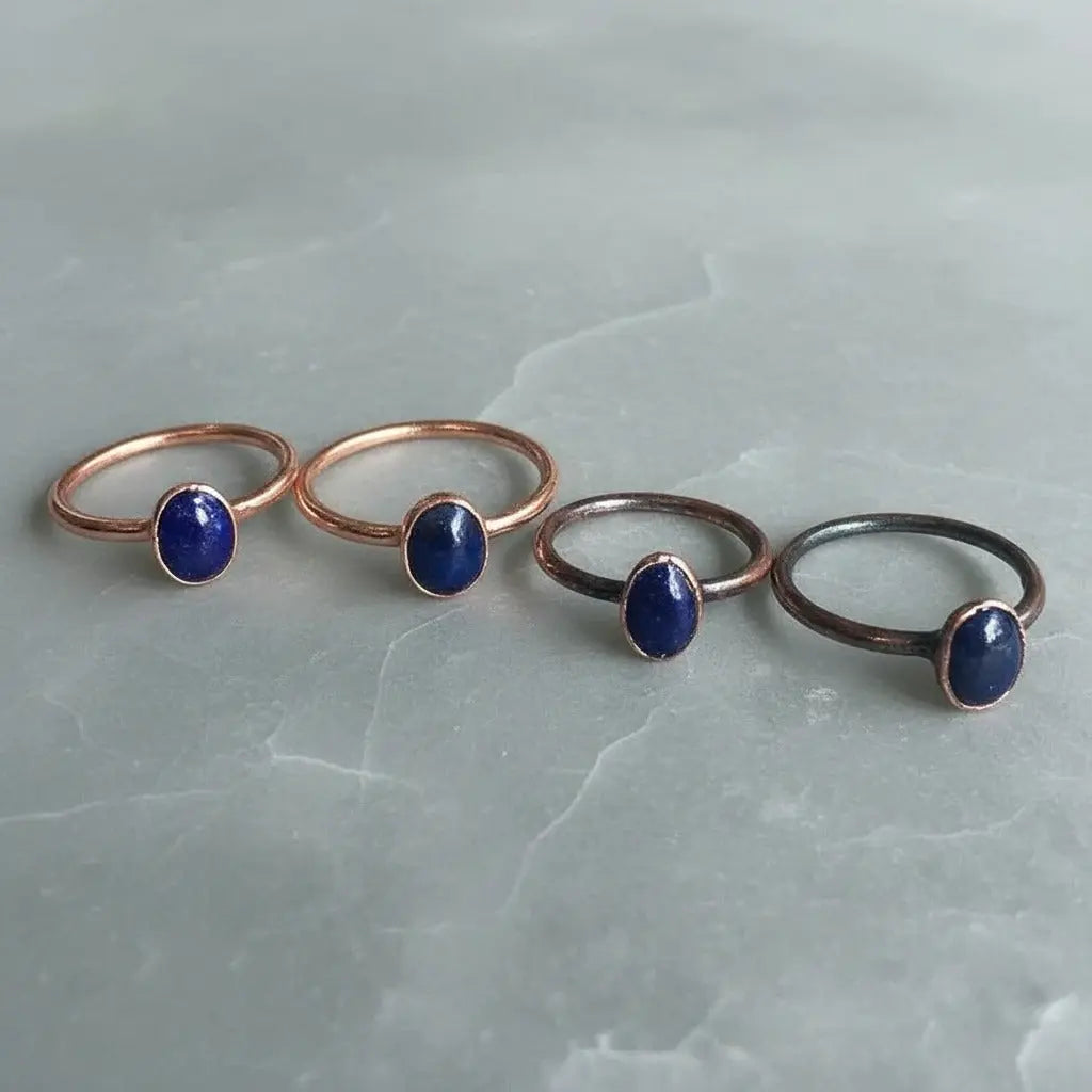 Lapis Lazuli Ring Handcrafted Copper Talisman For Clarity