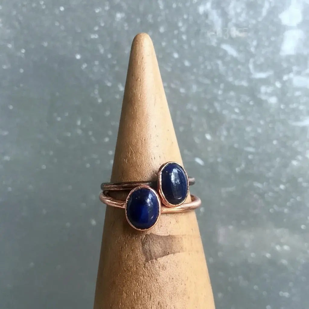 Lapis Lazuli Ring Handcrafted Copper Talisman For Clarity