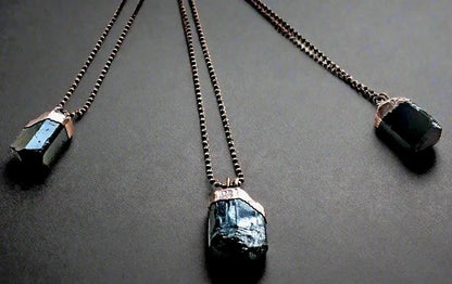 Raw Black Tourmaline Copper Necklace: Electroformed Crystal Pendant - BlackbirdSageStudio