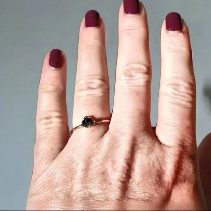 Electroformed Copper Black Tourmaline Ring: Handmade Boho Jewelry Gift - BlackbirdSageStudio