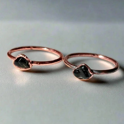 Electroformed Copper Black Tourmaline Ring: Handmade Boho Jewelry Gift - BlackbirdSageStudio