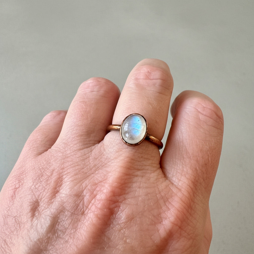 Moonstone Ring Size 9 | Electroformed Copper | June Birthstone