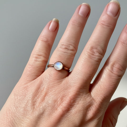 OOAK Moonstone Ring | Size 6 | June Birthstone | Antique Copper Finish