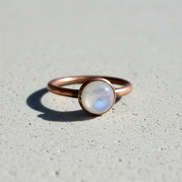 OOAK Moonstone Ring | Size 6 | June Birthstone | Antique Copper Finish