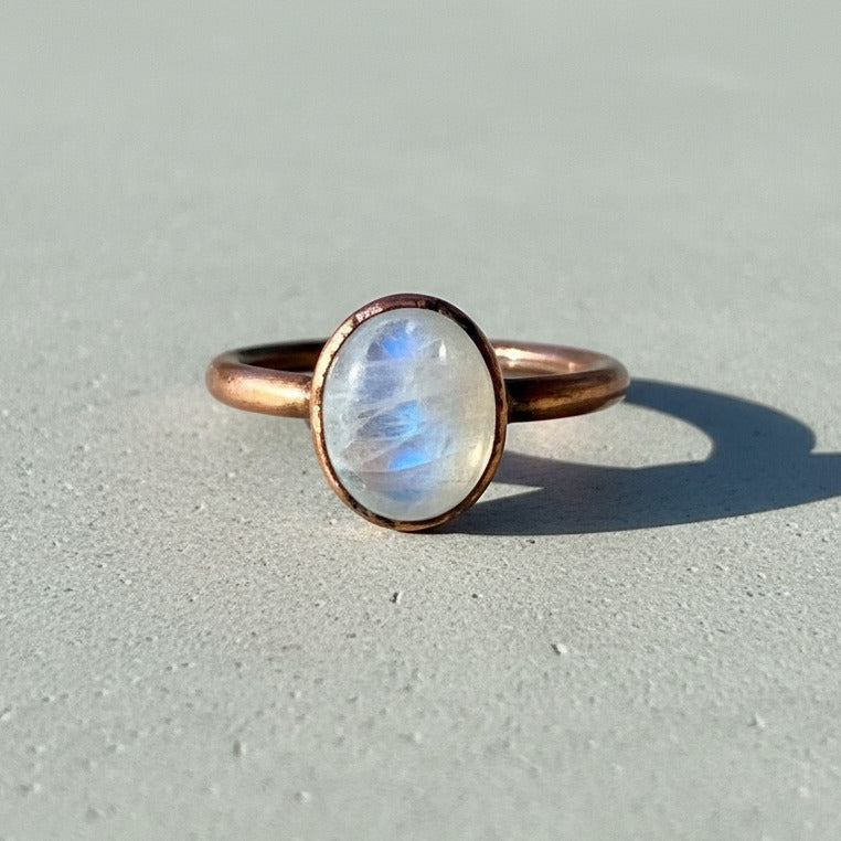 Moonstone Ring Size 9 | Electroformed Copper | June Birthstone