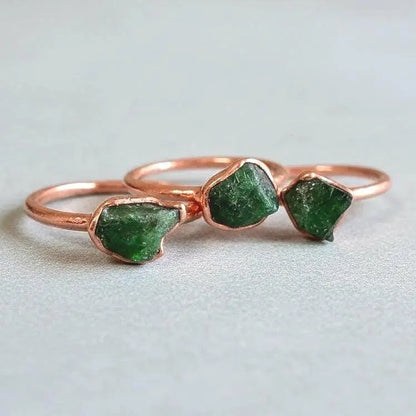 Raw Chrome Diopside Ring: Electroformed Copper, Bohemian Jewelry - BlackbirdSageStudio