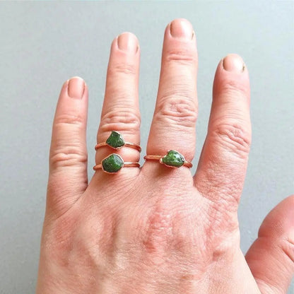 Raw Chrome Diopside Ring: Electroformed Copper, Bohemian Jewelry - BlackbirdSageStudio