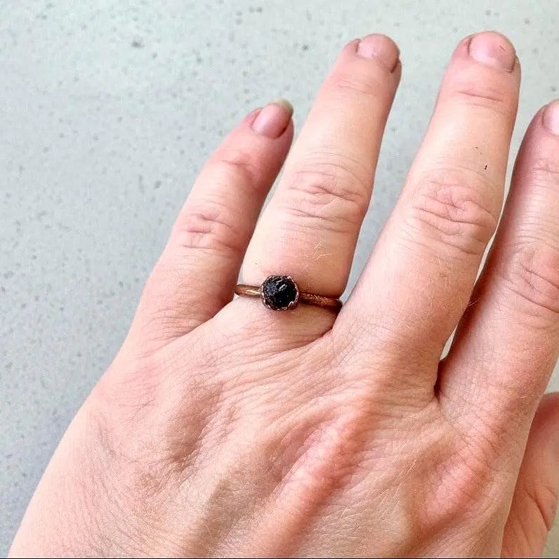 Raw Garnet Ring Size 6 | Electroformed Copper | January Birthstone - BlackbirdSageStudio
