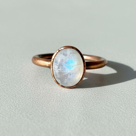 Moonstone Ring Size 9 | Electroformed Copper | June Birthstone