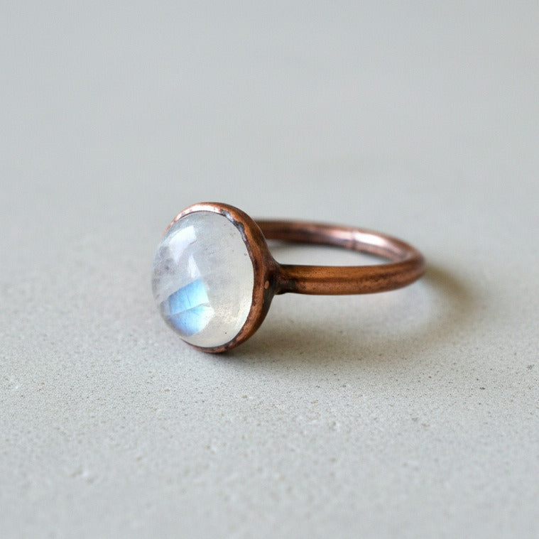Moonstone Ring Size 9 | Electroformed Copper | June Birthstone