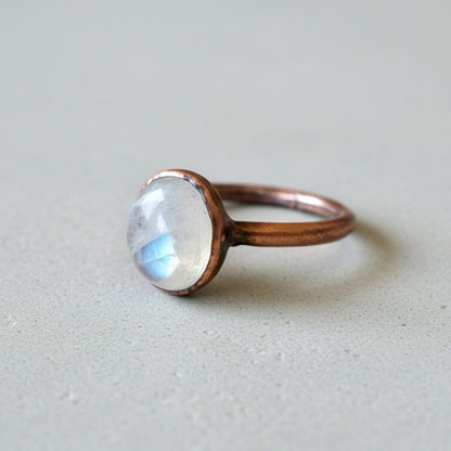 Moonstone Ring Size 9 | Electroformed Copper | June Birthstone