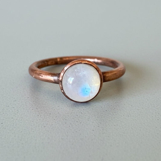OOAK Moonstone Ring | Size 6 | June Birthstone | Antique Copper Finish