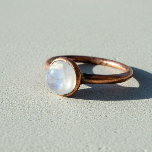 OOAK Moonstone Ring | Size 6 | June Birthstone | Antique Copper Finish