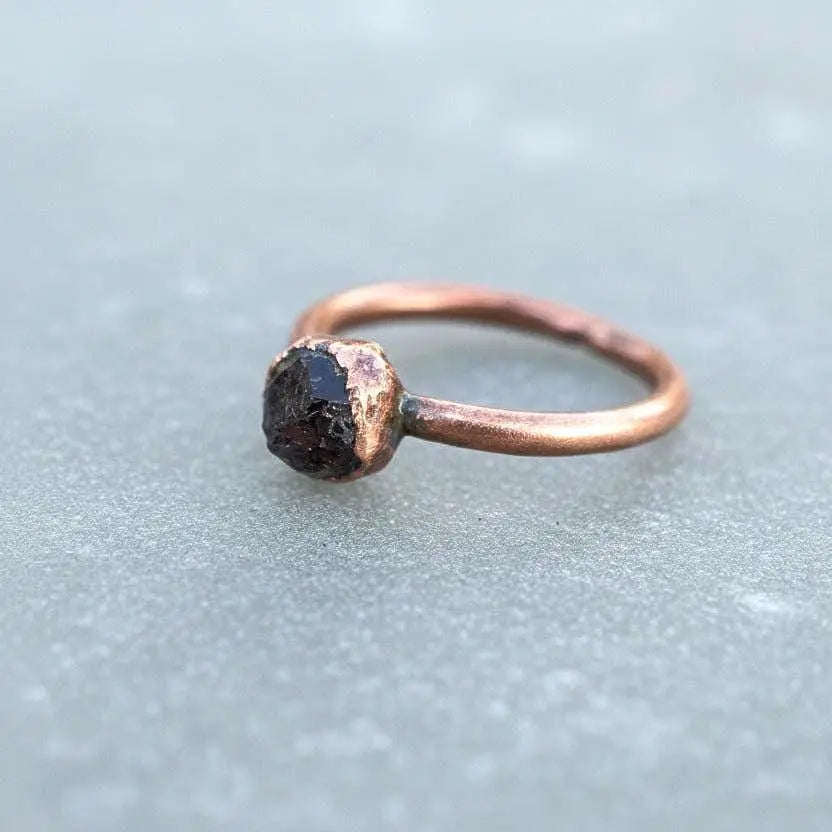 Raw Garnet Ring Size 6 | Electroformed Copper | January Birthstone - BlackbirdSageStudio
