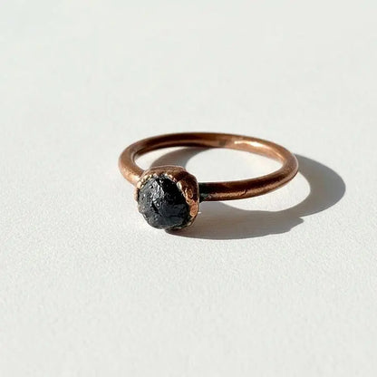 Raw Garnet Ring Size 6 | Electroformed Copper | January Birthstone - BlackbirdSageStudio