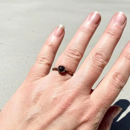 Raw Garnet Ring Size 6 | Electroformed Copper | January Birthstone - BlackbirdSageStudio