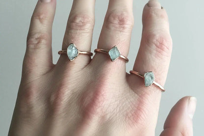 Herkimer Quartz Ring: Electroformed Copper | Double Terminated Diamond Alternative Jewelry | Clarity Stone - BlackbirdSageStudio