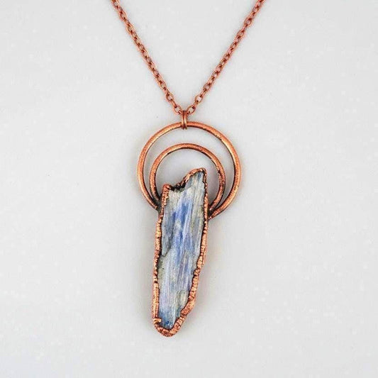 Blue Kyanite Necklace - Handcrafted Copper Talisman