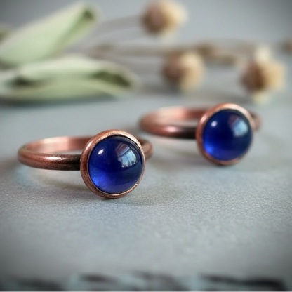 Iolite Ring Antique Copper Flat Lay