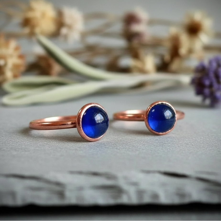Iolite Ring Bright Copper Flat Lay