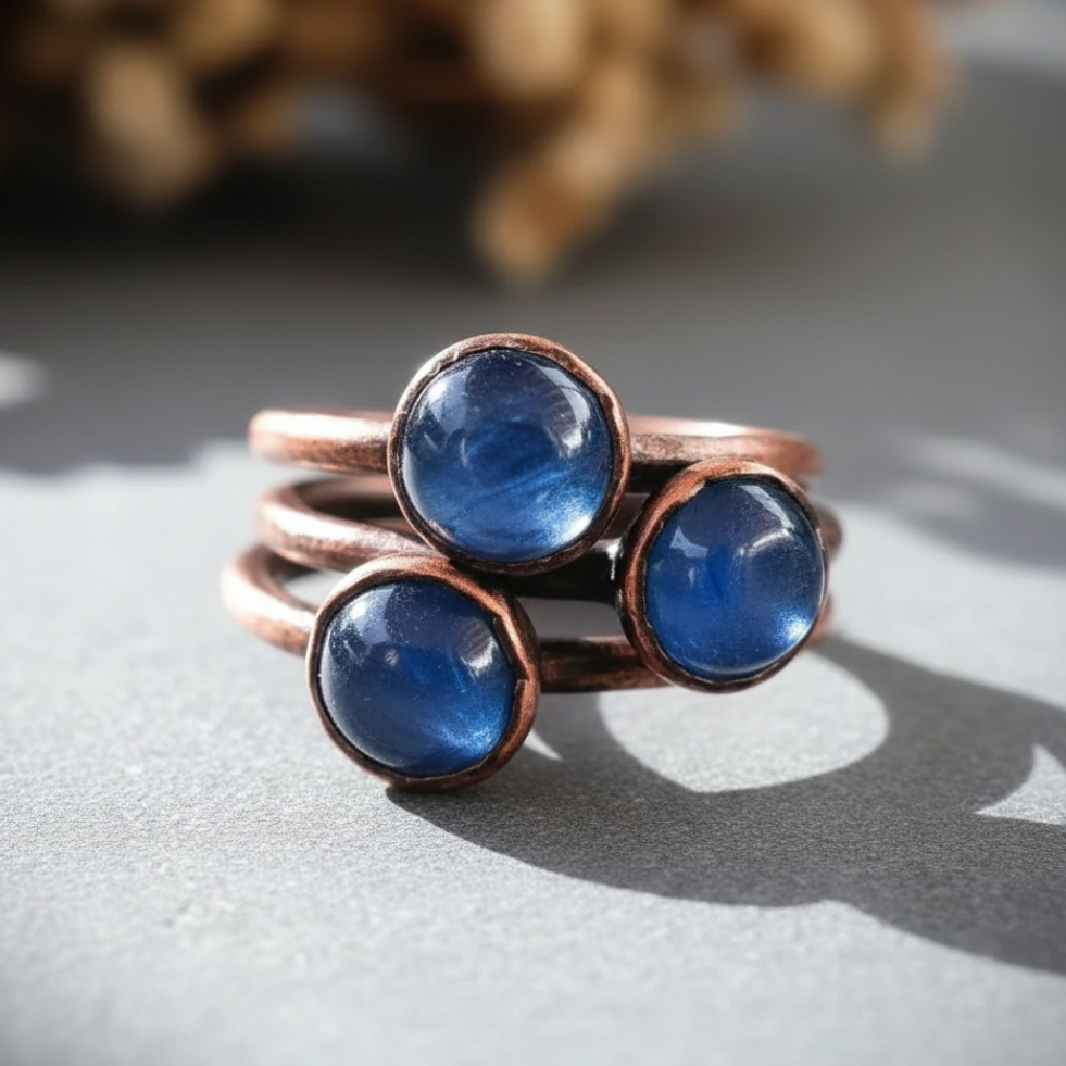 Kyanite Rings Stacked Slate