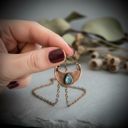 Labradorite Crescent Moon Hand Scale Shot