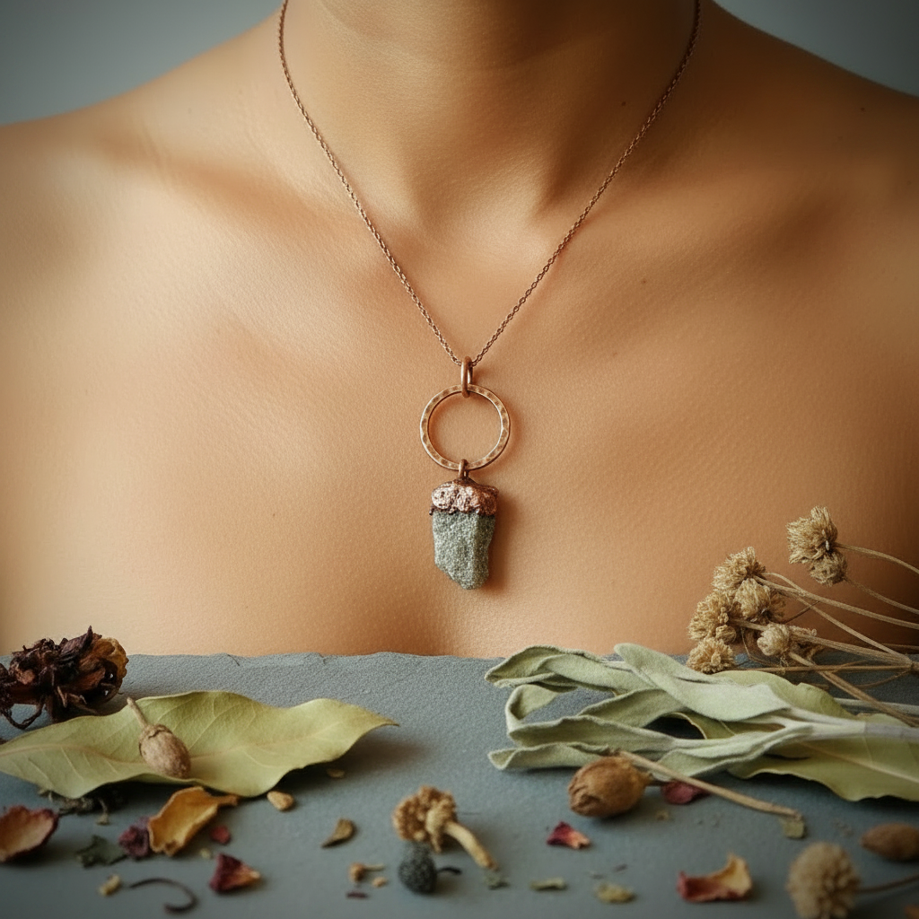Lepidolite Circle Necklace Model Brand Background