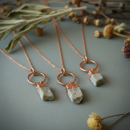 Lepidolite Circle Necklace Stone Variation Trio