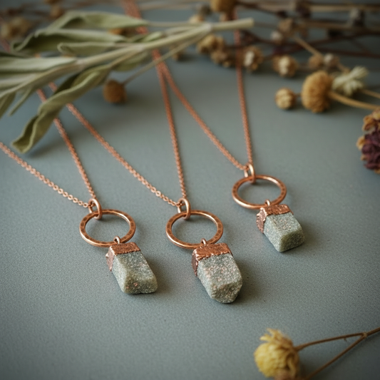 Lepidolite Circle Necklace Stone Variation Trio