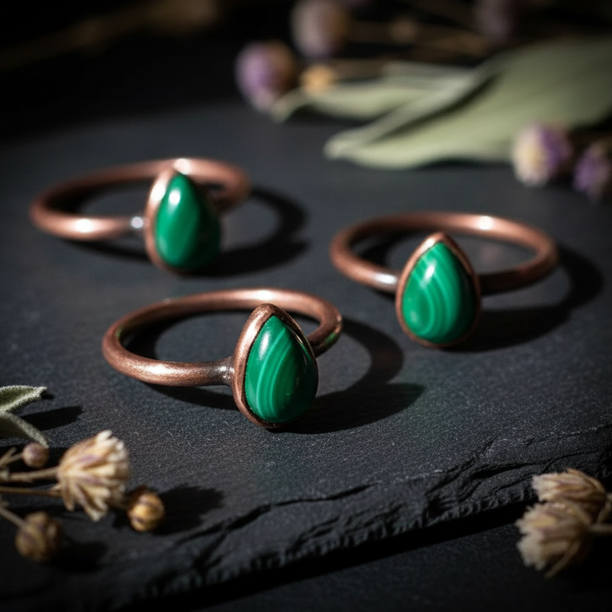Malachite Ring — Antique Copper Hero