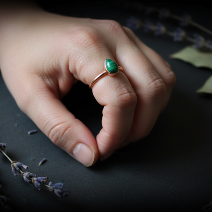 Malachite Ring — Bright Copper Hand Shot