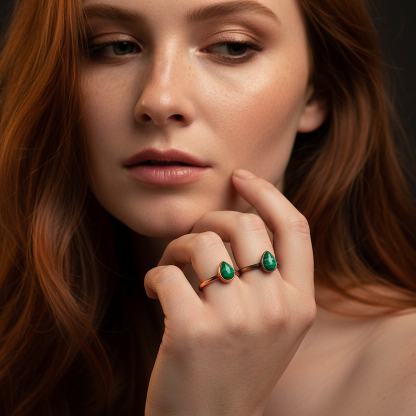 Malachite Ring — Model Shot