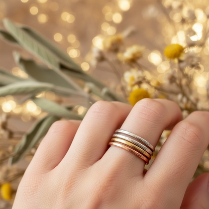 Mixed Metal Stacking Rings Hand 1